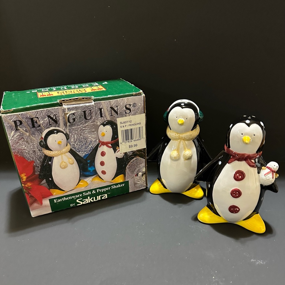Debbie Mumm Earthenware Salt And Pepper Penguin Shakers by Sakura